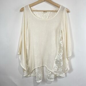 Hollister Womens Y2K Cold Shoulder Boho Cottage Lace Back Top White Size S Sheer